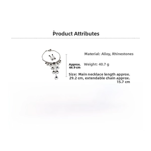 Detail specifications of silver alloy rhinestone circle necklace and earring set