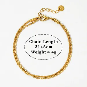 Double-layered gold stainless steel anklet with lobster clasp and adjustable 5cm chain