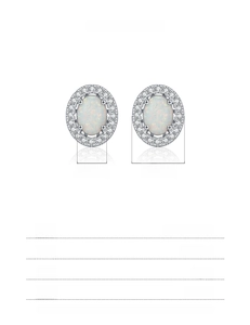 Detailed view of S925 sterling silver opal halo stud earrings with size measurements