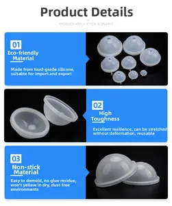 Translucent hemispherical silicone resin mold for DIY crystal epoxy and flower casting