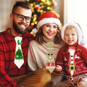 Festive Christmas ties with Santa Claus and snowman patterns for holiday party outfits