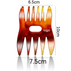 Retro amber wide tooth hair comb for men oil hairstyle with 10cm x 7.5cm dimensions