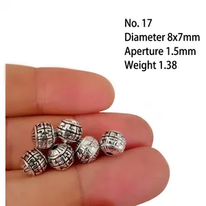 Macro detail of retro Tibetan silver lantern bead 8x7mm for DIY jewelry making