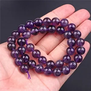 Natural purple amethyst round bead strand for DIY jewelry making and crystal crafts