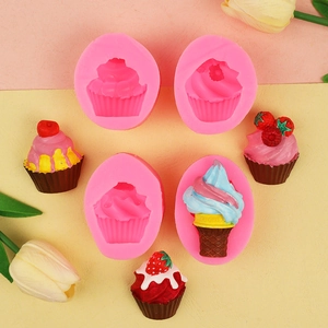 Moule en silicone rose pour cupcakes à la fraise et décorations de gâteaux en fondant