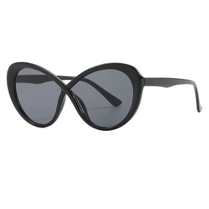 Occhiali da sole cat-eye da donna neri con lenti grigie e montatura a farfalla alla moda