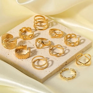 Minimalist Stainless Steel 18K Gold Plated Open Adjustable Rings For Women Fashion Geometric Stacking Jewelry