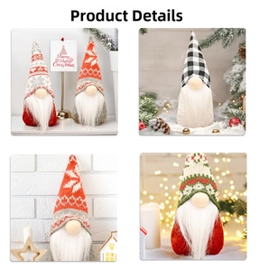 Detailed view of Christmas gnomes with knitted hats and white beards for holiday decor