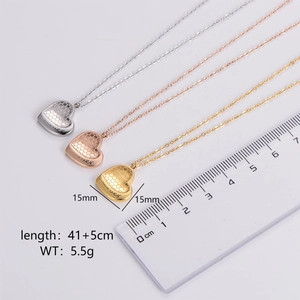 Heart Pendant Necklace For Women Honeycomb Design 316L Stainless Steel 18K Gold Plated Forever Engraved Jewelry