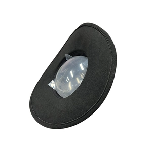 Classic black wool fedora hat with internal transparent PVC support for shape protection