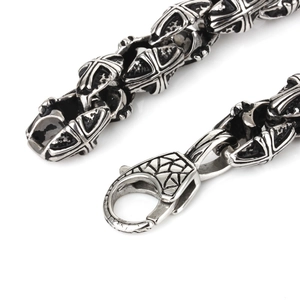 Retro gothic cross titanium steel bracelet for men with vintage finish and lobster clasp
