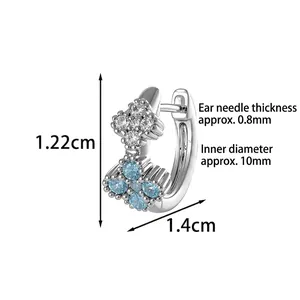 French vintage zircon flower hoop earrings with dimensions 1.22cm height and 10mm inner diameter