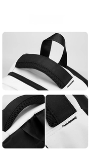 Detail of thickened handle and reinforced stitching on the high-capacity backpack