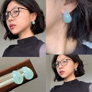Boucles D'oreilles Puces En Résine Goutte Avec Tige En Argent Bijoux Style Bureau Quotidien Pour Femmes