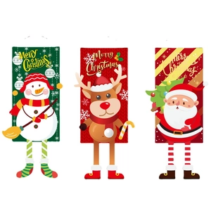 3-piece Christmas hanging banners featuring Santa, Snowman, and Reindeer in festive colors