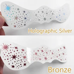 Waterproof freckle temporary tattoos with star patterns in laser silver and bronze colors
