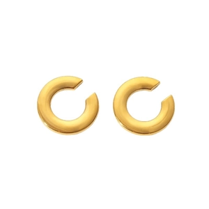 Minimalist 18K gold plated stainless steel C-shaped hoop earrings on a clean white background