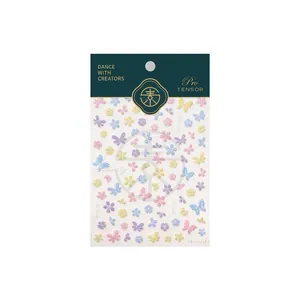 M-483 3D embossed nail art stickers with gold butterfly and macaron floral patterns