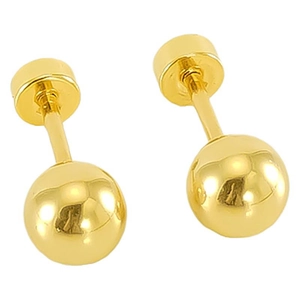 Minimalist golden titanium steel ball stud earrings with polished metallic finish