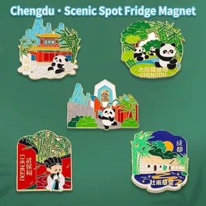 Cute Panda Fridge Magnets Chengdu Travel Souvenirs Zinc Alloy Enamel Landmark Architecture Refrigerator Decor