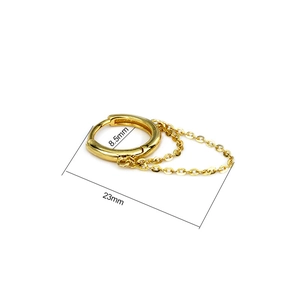 Elegant S925 sterling silver chain tassel hoop earring in gold finish, 23mm length