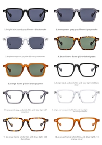 Variety pack of square sunglasses and blue light glasses in ten assorted frame colors