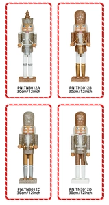 Detailed set of 30cm wooden nutcracker soldiers in gold and silver glitter finishes