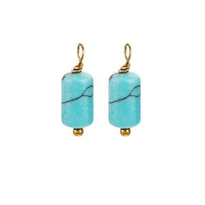 Vintage waterproof stainless steel earrings with natural turquoise stone pendants on white