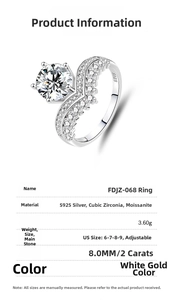 Detail of 2ct moissanite crown ring in S925 silver with adjustable band and hallmarks