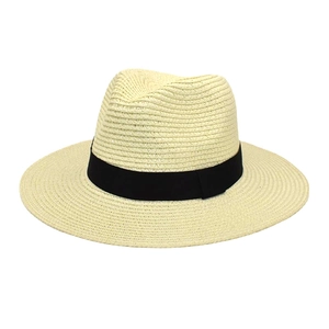 Close-up of the breathable straw weave texture and black ribbon band on a Panama hat