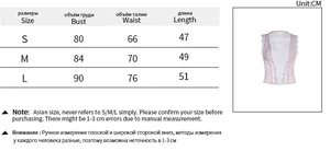 Detailed size chart for lace trim sleeveless top with bust waist and length in centimeters