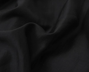 Detail of high-quality black satin fabric showing smooth texture and elegant drape