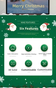 Detail of Christmas window stickers with dual-sided color and static cling feature
