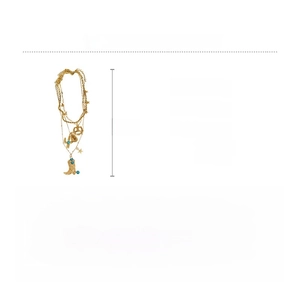 Size chart showing layered necklace dimensions with cactus and star pendants