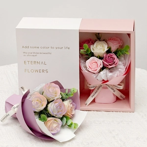 Soap Flower Rose Bouquet Gift Box Artificial Eternal Roses For Valentines Day Birthday Anniversary Mother Day Gift