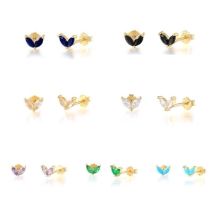 S925 Sterlingsilber Marquise Zirkonia Ohrstecker Für Damen Minimalistische Zierliche Blattförmige Geometrische Schmuck Täglich
