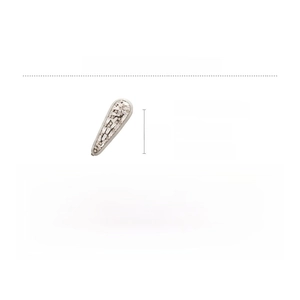 Detail showing dimensions of silver zircon water drop hair clip with alloy base and crystal