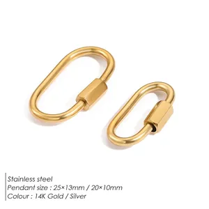14K gold plated stainless steel oval screw clasp in two sizes for jewelry making