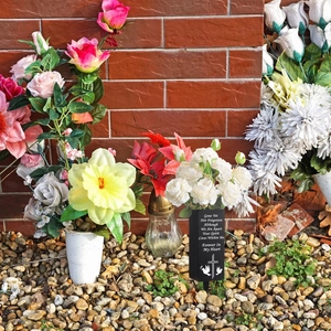 Memorial garden stake with dove and cross featuring a heartfelt poem for cemetery decor
