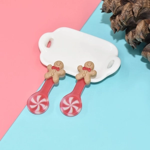 Christmas Gingerbread Man Santa Hat Spoon Resin Charms DIY Miniature Craft Accessories For Holiday Decoration