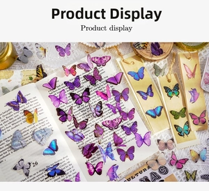 Detailed view of semi-transparent butterfly stickers for DIY crafts and journaling