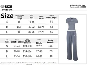Tableau des tailles détaillé pour ensemble de sport femme gilet et pantalon en centimètres