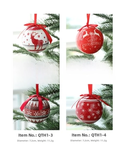 Detail of 7.2cm Christmas tree ball ornaments with festive elk and snowflake patterns