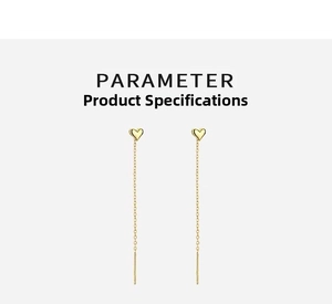Detailed close-up of s925 silver golden heart drop tassel earrings with long chain design