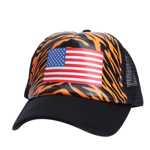 American Flag Tiger Stripe Trucker Hat Mesh Back Adjustable Sun Protection Baseball Cap For Men Women Independence Day
