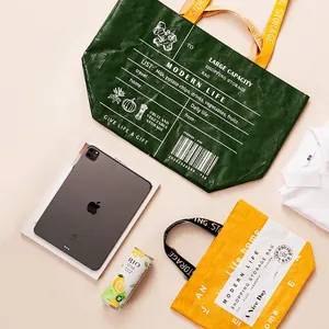 Large Capacity Shopping Bag Durable Woven Nylon Portable Tote For Travel Grocery Storage Modern Style Handbag