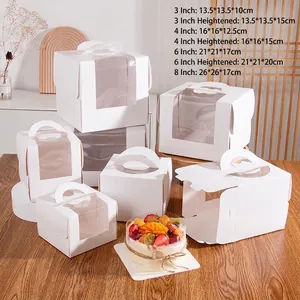 Cake Box Portable Cardboard Packaging With Handle And Transparent Window For Bakery Birthday Party Wedding Includes Tray Tall Design