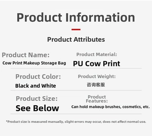 Macro detail of the cow print PU leather texture and durable material of the makeup bag