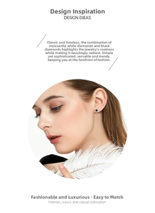 Detail of s925 silver stud earrings with black moissanite and halo white stones