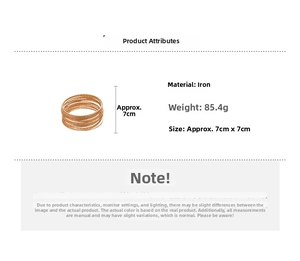 Dettaglio di 20 bracciali in ferro dorato con misura 7cm e peso di 85,4g